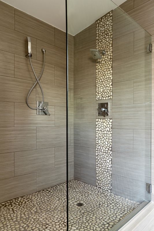 Contemporary Shower with Stone Accents